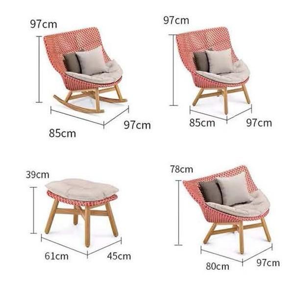 Zhida Couture Curl Creative Living Outdoor Rattan Wooden Leg Sofa Furniture Lounge Garden Rattan Outdoor Modular Fabric Chair