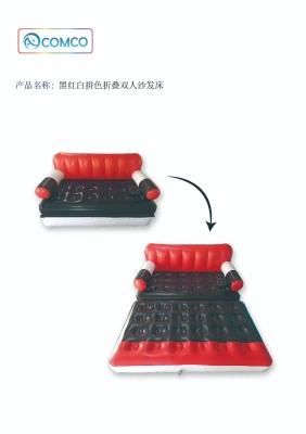 Black, Red and White Color Matching Folding Double Sofa Bed