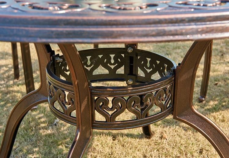 Washable Metal Frame Outdoor Cast Aluminum Round Table Set Seats 4 for Patio Bistro Chair