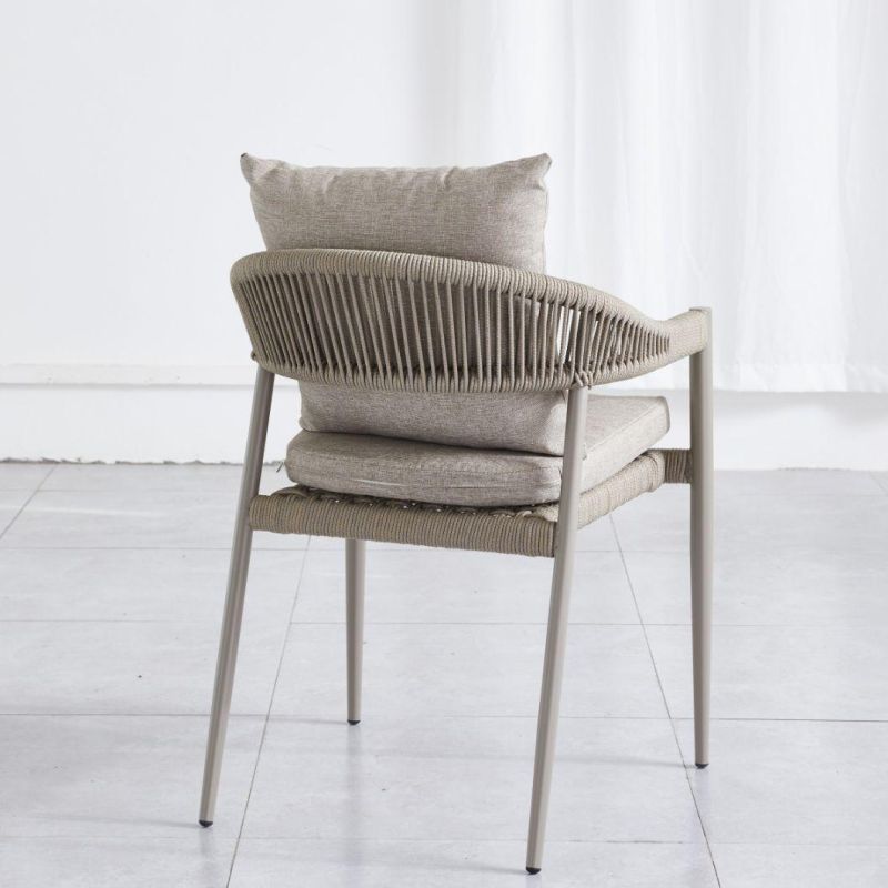 New Design Patio Chair Leisure Courtyard Rope Weave Chair Good Quality UV-Resistant Aluminum Garden Chair