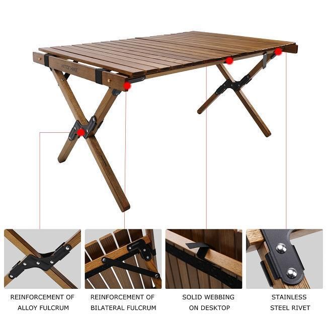 47inch Great Price Walnut Brown Outdoor Roll Wooden Folding Table