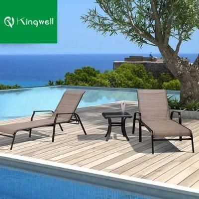 Outside Leisure Design Patio Furniture Outdoor Aluminum Frame Sun Chaise Lounge with Coffee Table
