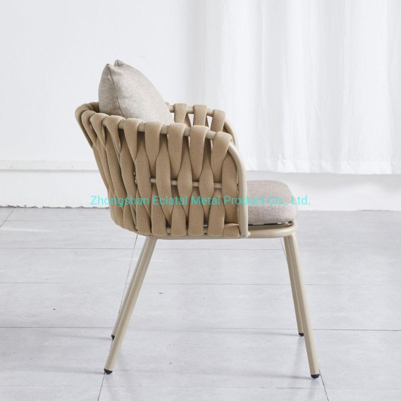 Chinese Manufacturer Garden Rope Dining Chair Restaurant Metal Chair and Table All Day Bistro Terrace Outdoor Furniture