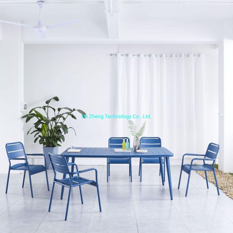 Hot Sale Leisure Garden Dining Set Colorful Aluminum Dining Table Bistro Rattan Chair Good Quality Restaurant Table
