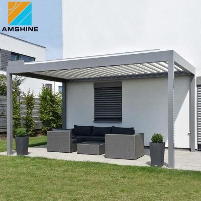 Easy Assembly Powder Coating Customized Outdoor Gazebo Waterproof Motorized Awning Retractable Louvers Roof Blackout Pergola