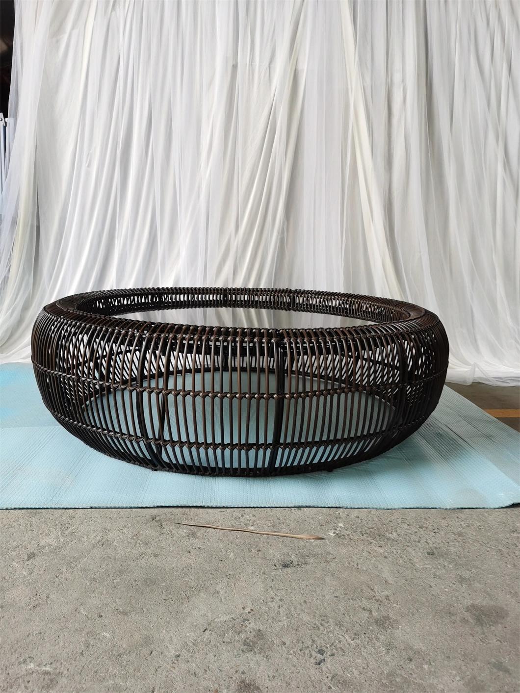 Luxury Garden Mesh Fabric Dining Set Rattan Table