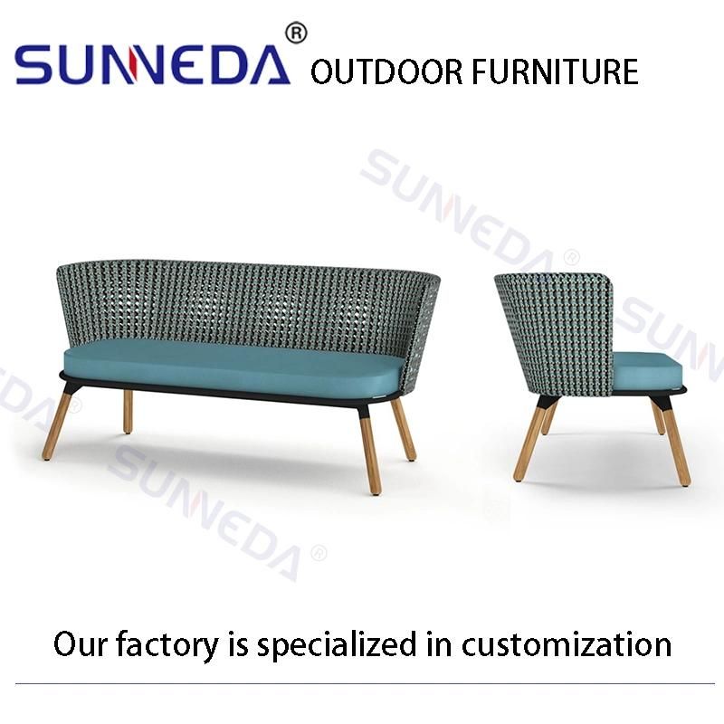 Outdoor Garden Rattan Woven Wicker Backyard Lawn Furniture Comfortable Furnitures Aluminum Sofa