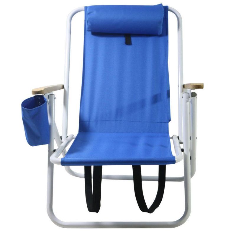 New Backpack Beach Chair Folding Portable Chair Blue Solid Construction Camping