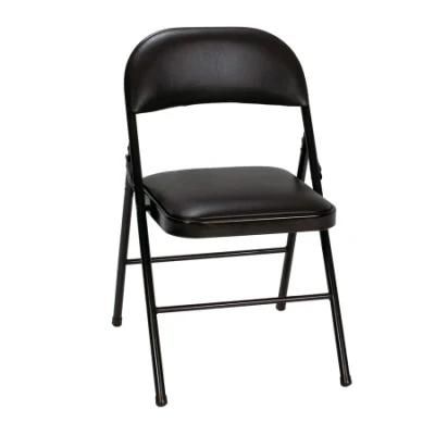 Modern Design Stackable Black Metal Banquet Folding Chairs with Cushion Seat