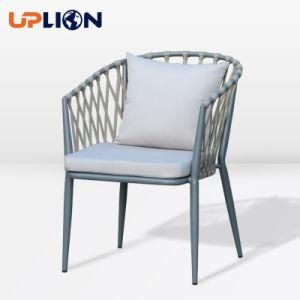 Uplion Outdoor Restaurant Dinging Chair Patio Woven Rope Chair Aluminum Garden Bistro Chair