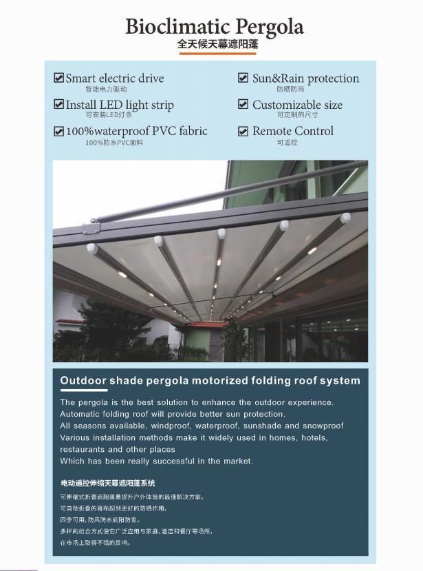 Fashionable Automatic Retractable Folding Canopy Terrace Pub Dining Restaurant Hall