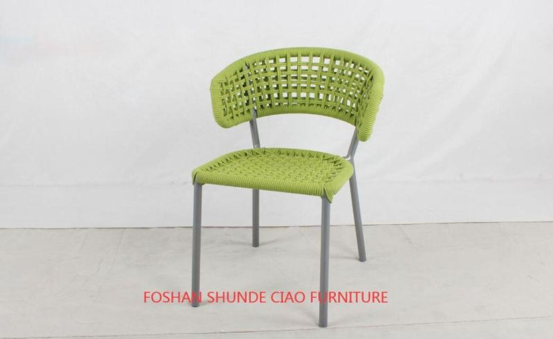 Hotel Project Aluminum Tube Frame Rope Weaving Furniture Outdoor Chair