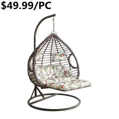 New Fashion Advanced Garden Hotel Furniture Rattan Hanging Swing Chair with Headrests