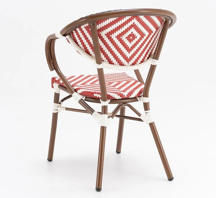 Vangarden Excellent Metal Rattan Stacking French Bistro Chair