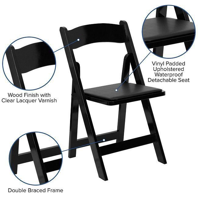 Black Resin Stackable Lightweight Wimbledon Folding Chair for Outdoor Wedding
