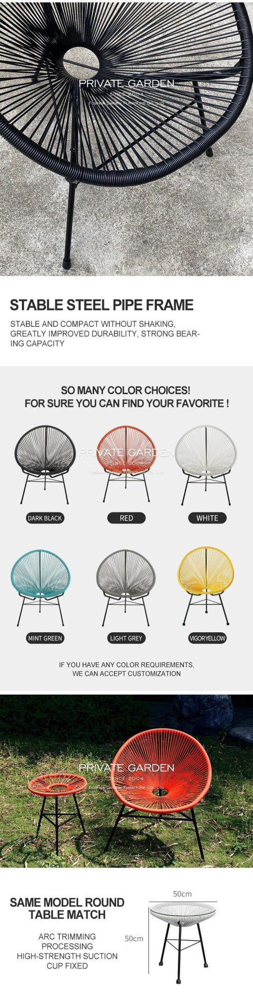 Modern Garden Coffee Restaurant PE Rattan Chairs Set Outdoor Patio Modern Leisure Acapulco Chair