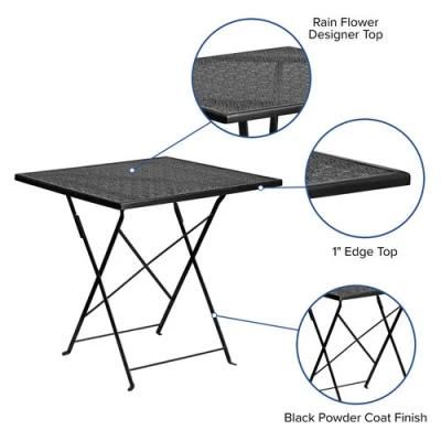 Commercial Grade 28&quot; Square Black Indoor Outdoor Steel Folding Table