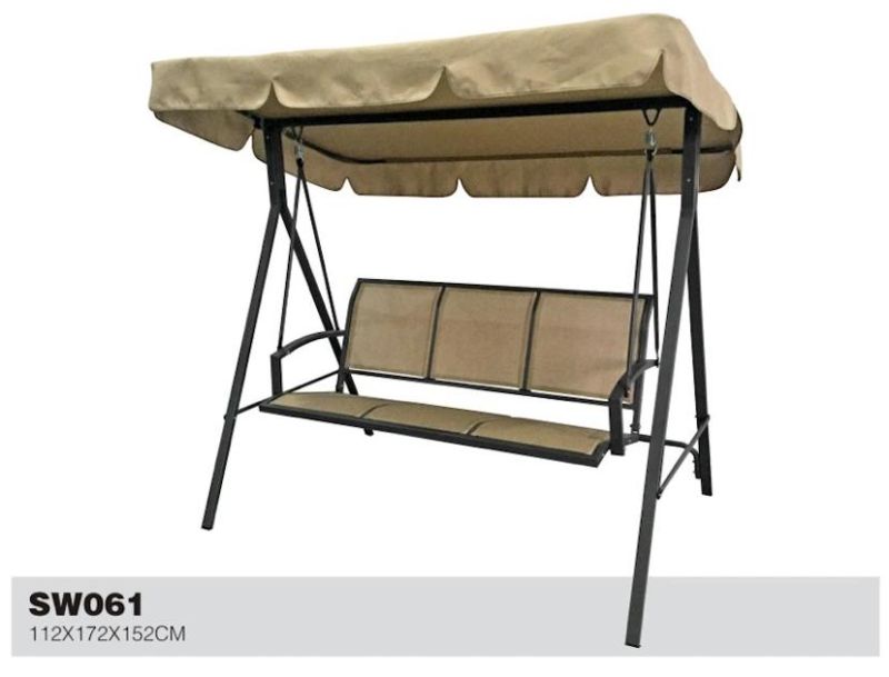Three-People Textilene Swing Chair with Polyester Canopy