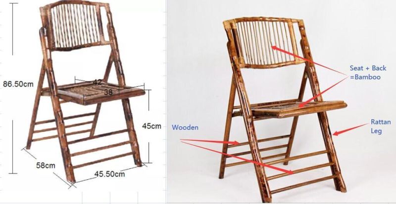 Wedding Cafe Hotel Garden Natural Bamboo Folding Chair Outdoor
