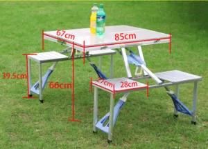 Portable Folding Outdoor Camp Suitcase Picnic Table W/ 4 Seats