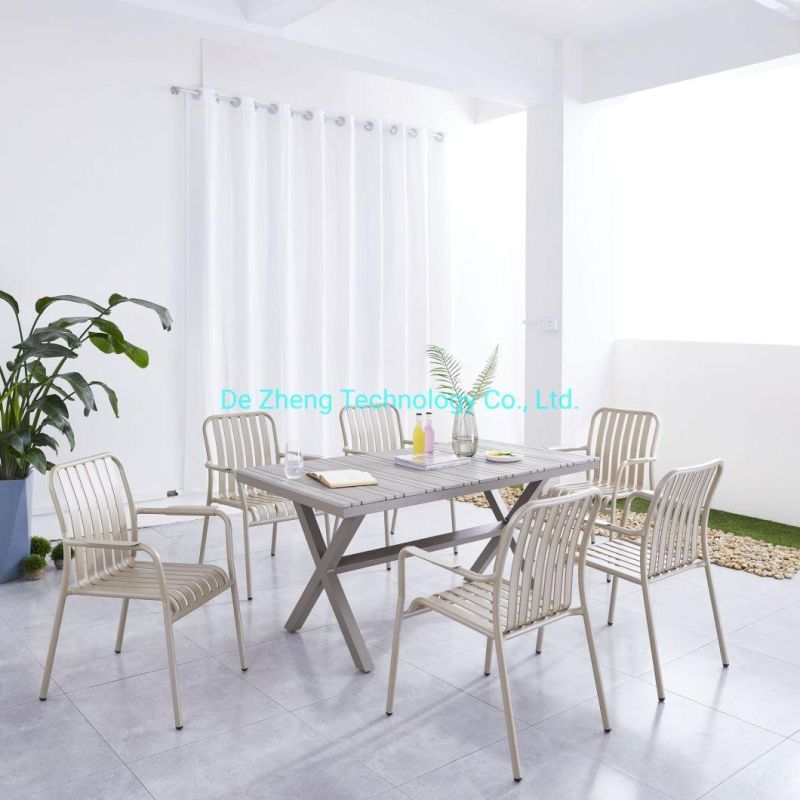 Best Selling Rectangle Outdoor Table and Chairs with Plastic Wood for Restaurant Hote