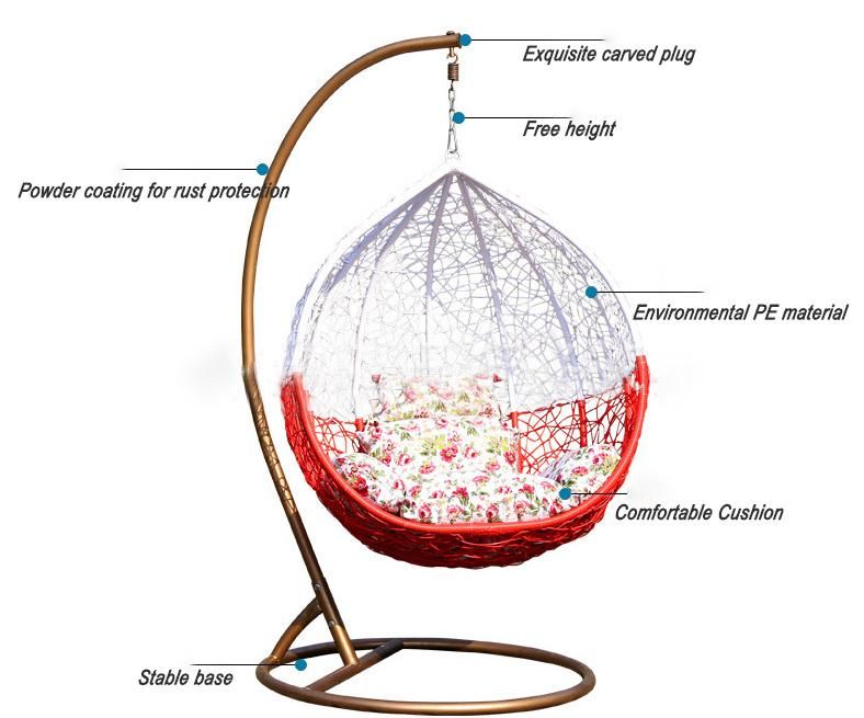 Modern Outdoor Patio Garden Hotel Swing Furniture Leisure Dining Room Lounge Rocking Plastic Rattan Metal Folding Restaurant Hanging Swing Chair