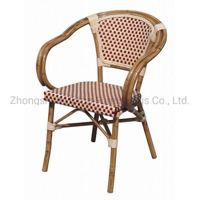 (SP-OC430) Outdoor French Bistro Bamboo Look Rattan Garden Armrest Chair