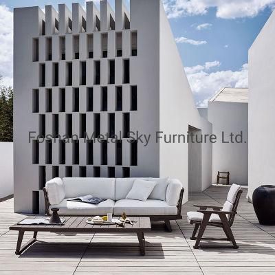 Outdoor Aluminum Rope Garden Hotel Villa Patio Teak Rattan Sofa