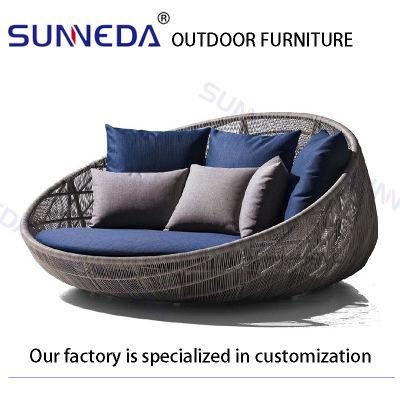 Sunneda Nordic Style Hotsale Waterproof Weave PE Rattan Outdoor Chaise Lounge