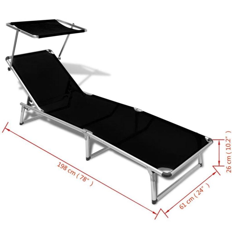Sun Lounger Folding Chaise Aluminum Frame and Textilene Outdoor Patio Beach Camping Recliner Blue/Black/Blue