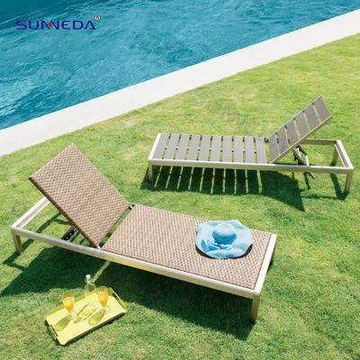 Courtyard Leisure Aluminium Alloy Metal Plastic Wood Outdoor Lounger Furniture