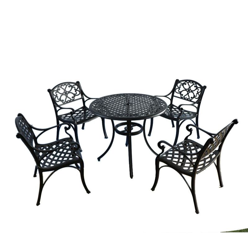 High Quality Patio Dining Table Black Round Garden Dining Table Stackable Garden Table