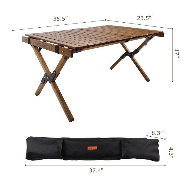 47inch Great Price Walnut Brown Outdoor Roll Wooden Folding Table