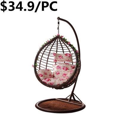 New Design Rattan Wicker Ratio Hotel Egg Hanging Swing Chair