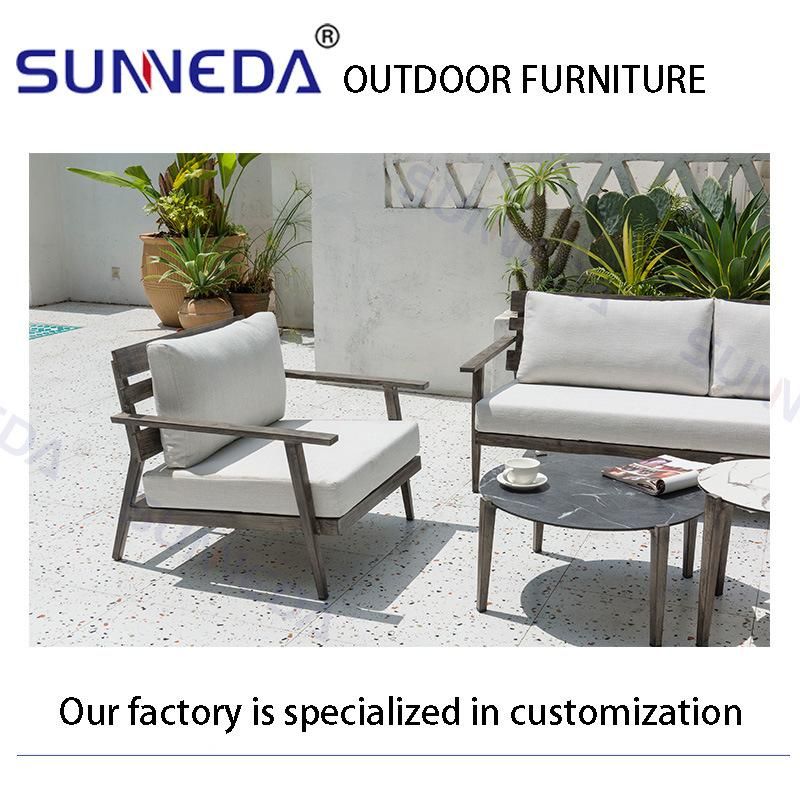 Aluminum Teak Wood Like Garden Furniture with Coffee Table Set