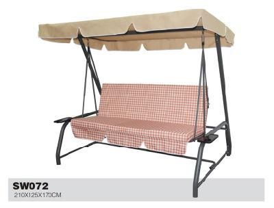 Outdoor Three-People Polyester Swing Chair with Tea Tray