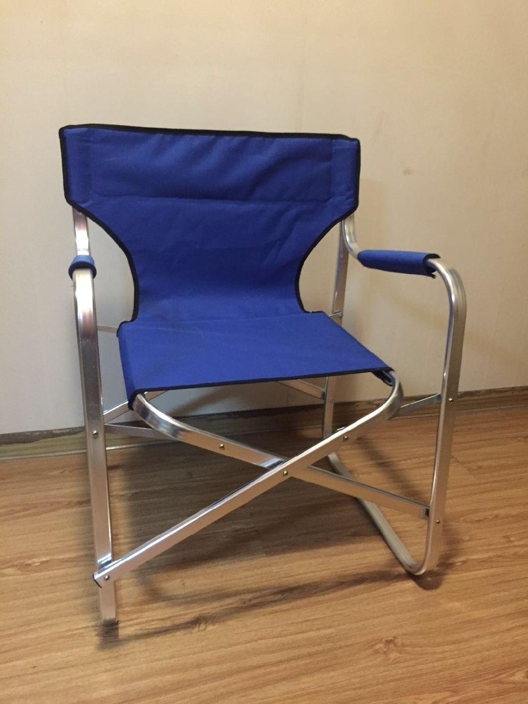 Seating Fabric Changeable Director Chair, Aluminum Frame Folding Chair for Indoor or Outdoor Beach, Camping, Royal Blue