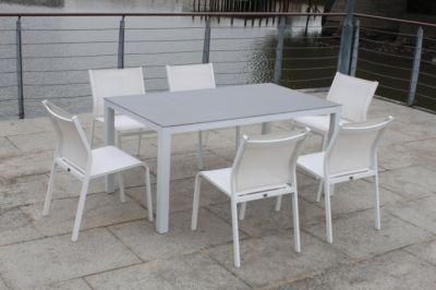 Unfolded Metal Patio Chair and Table Modern Outdoor Dining Set