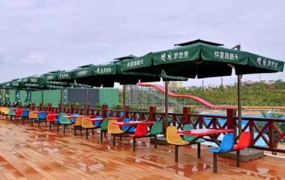 White Beach Cafe Extra Large Patio Outdoor Furniture with Umbrella Garden Table and Chairs with Parasol