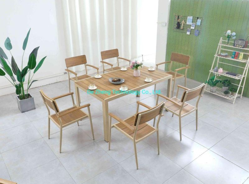 New Garden Sets Factory Sale Teak Polyeood Aluminum Bamboo Dining Stacking Chairs and Table Patio Outdoor Furniture