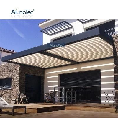 AlunoTec Professional Motorized Aerofoil Sun Louver Gazebo Opening Roof System Pergolas Bioclimatic Pergola