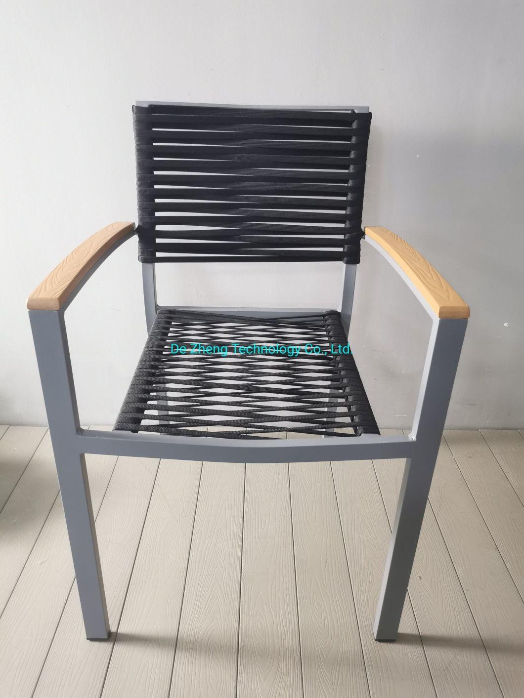 Outdoor Furniture Aluminum Frame Plastic Rattan Stackable Dining Chair for Cafe Use