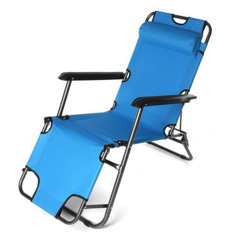 Outdoor Folding Adjustable Beach Lounge Chair Terrace Chair with Cushion Bed Camping Chair Wyz19551