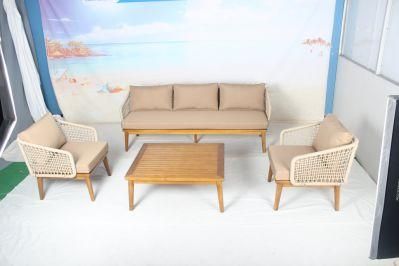 Teakwood for Outdoor Use Rope Weaving High End Sofa Set for Hotel
