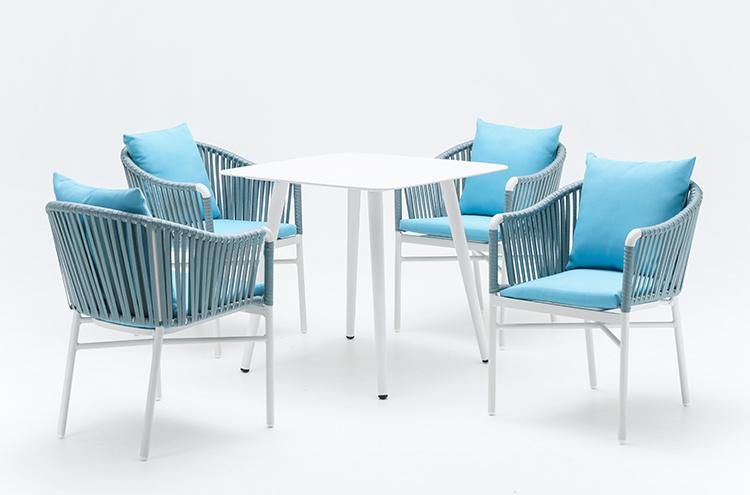 4 Seaters Restaurant Outdoor Rope Aluminum Table and Chair Set