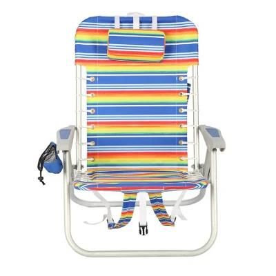 High Quality Outdoor Camping Folding Multi Striped Aluminum Tommy Bahama Beach Lounge Chair with Large Storage