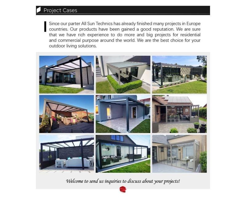 Wholesale European Designs Outdoor Garden Powder Coating Aluminum Alloy Veranda Glass Polycarbonate Sheet Pergola Canopy Patio Roof Terrace Beams Profiles