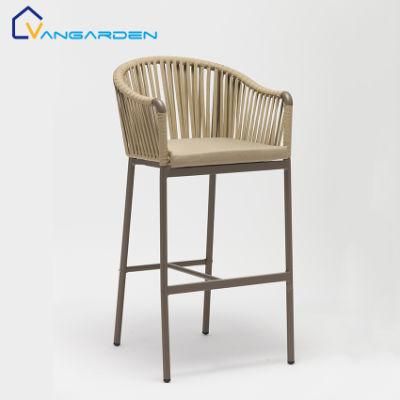 Modern Garden Furniture Aluminum Outdoor Woven Rope Patio Chair with Arms Blue Color for Balcony