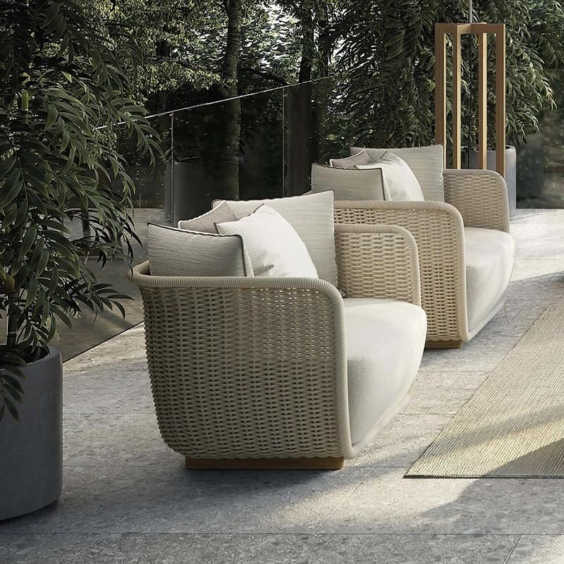 Nordic Outdoor Rattan Sofa Hotel Courtyard Villa Balcony Rope Chair Combination Furniture