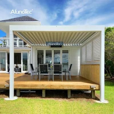 Customized Adjustable Motorized Louvered Pergolas Durable Metal Gazebo Sustainable Aluminum Pergola with Heat Sensor